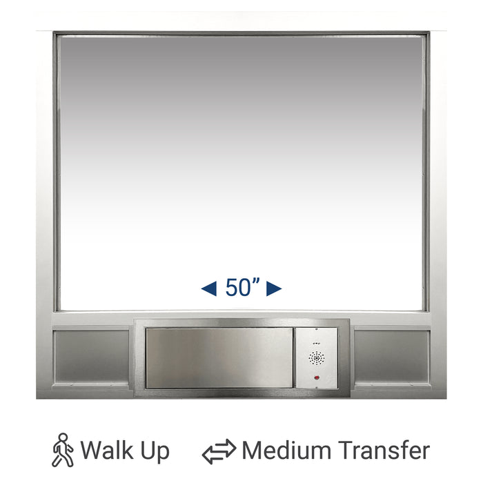 Medium Transfer Walk Up Transaction Window Station | 50" (W) x 53-1/2" (H) | CSE-QS-TS-625S-Max