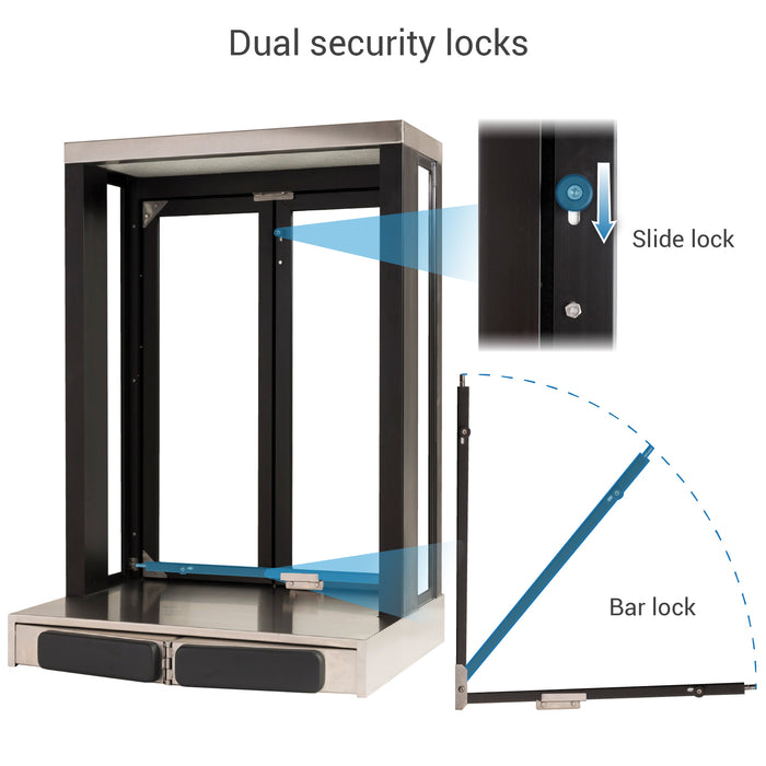 Panoramic Push Bar Bi-Fold Drive Thru Transaction Window Dual security locks