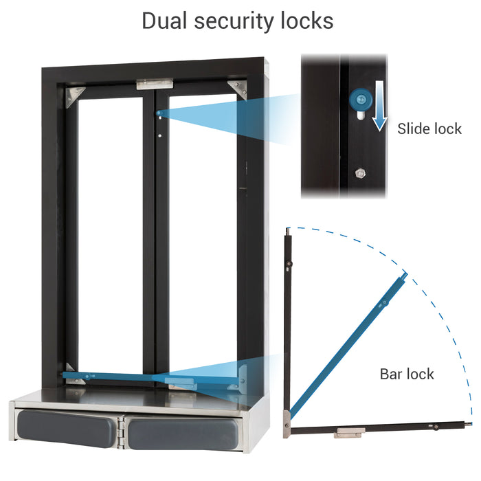 Push Bar Bi-Fold Transaction Window dual security locks