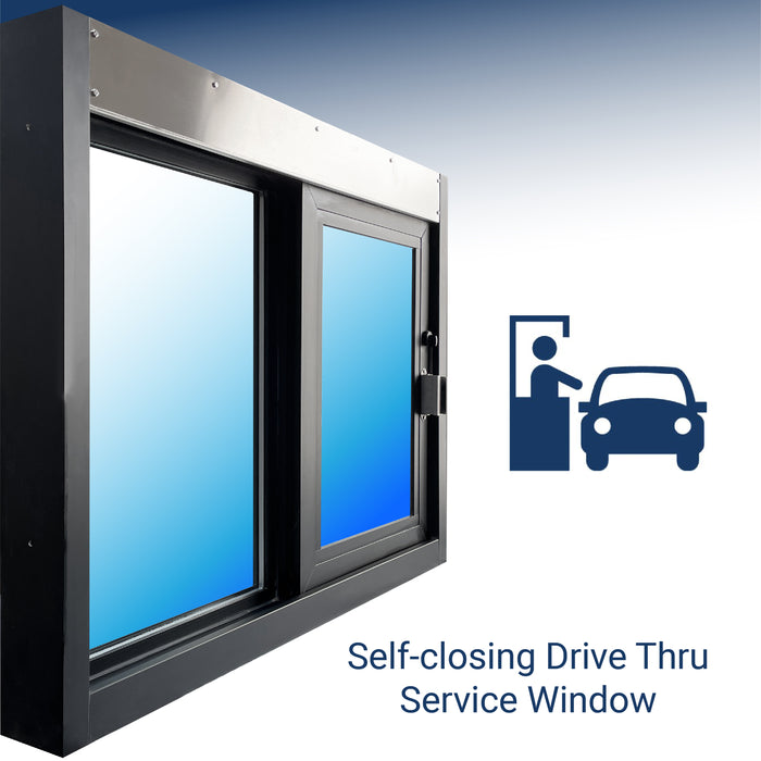 Quikserv self-closing drive thru for service window, SC-4030, SC-3030, Covenant Security Equipment