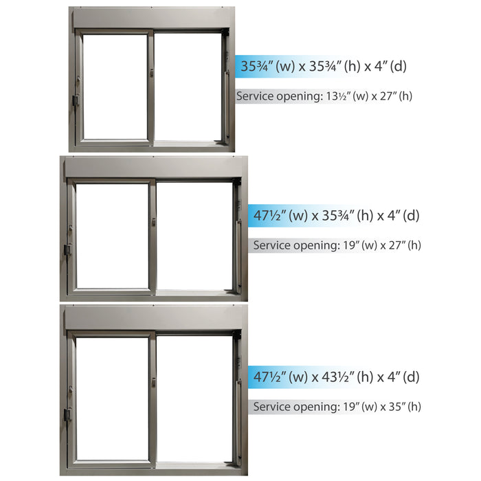 275-SC Ready Access Self Closing Drive-Thru Slider Window Multiple Colors multiple size options
