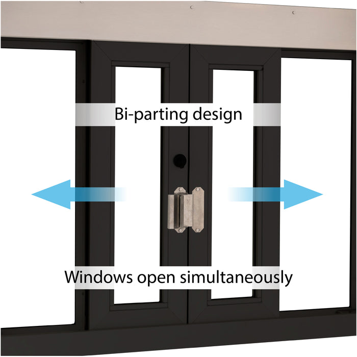 Quikserv Bi-parting Self Closing Drive Thru Window With Shelf | 42" (W) x 36" (H) | CSE-QS-BPSC-4236