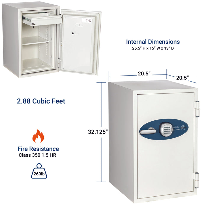 Phoenix 504, 1.5 Hour Fireproof Safe with Digital Lock, Protection from Fire, Impact, and Water | 2.88 cubic feet