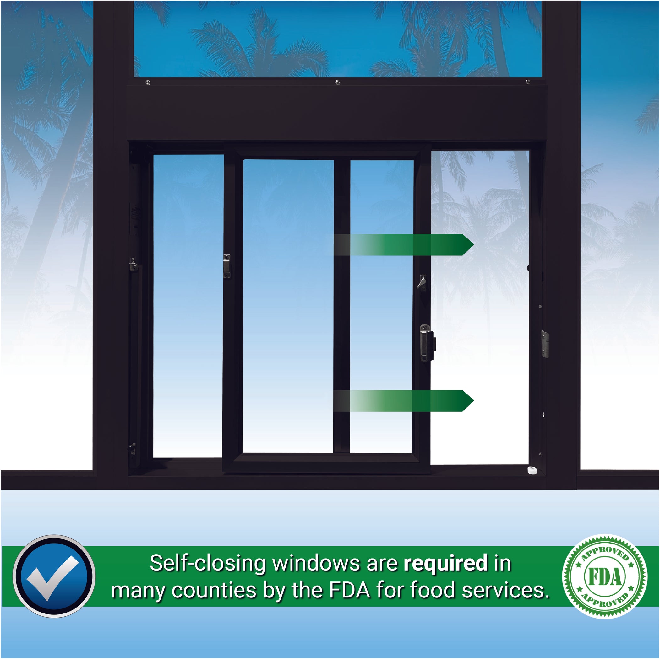 Ready Access 600 Self Closing Drive-Thru Slider Window with Transom an ...