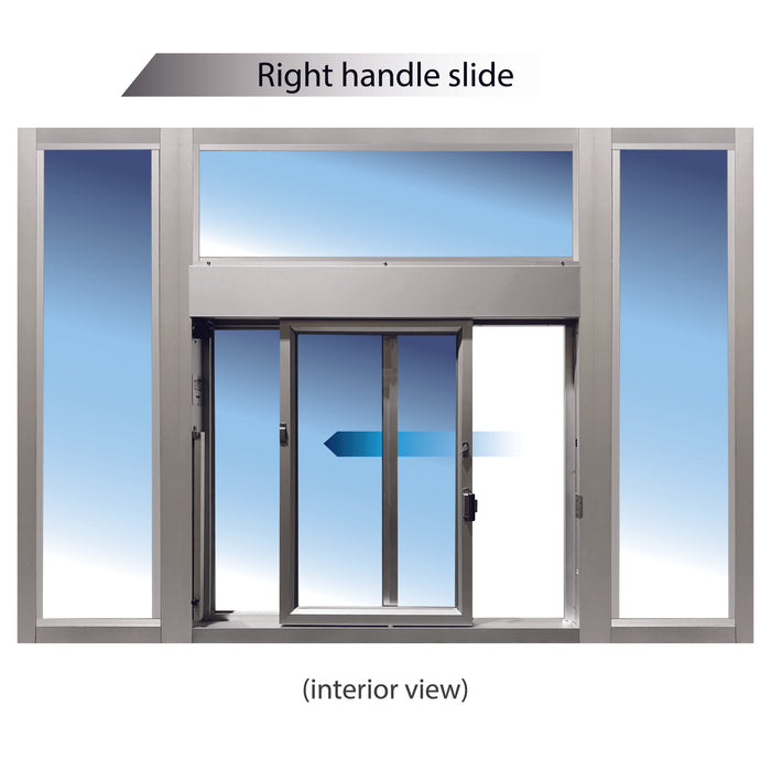 Ready Access 275 Self Closing Drive-Thru Slider Window with Transom and Side Lights, 1/4" Tempered Glass | Multiple Color Options