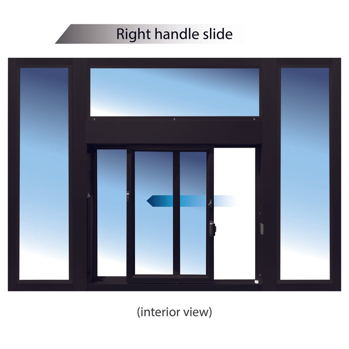 Ready Access 275 Self Closing Drive-Thru Slider Window with Transom and Side Lights, 1/4" Tempered Glass | Multiple Color Options