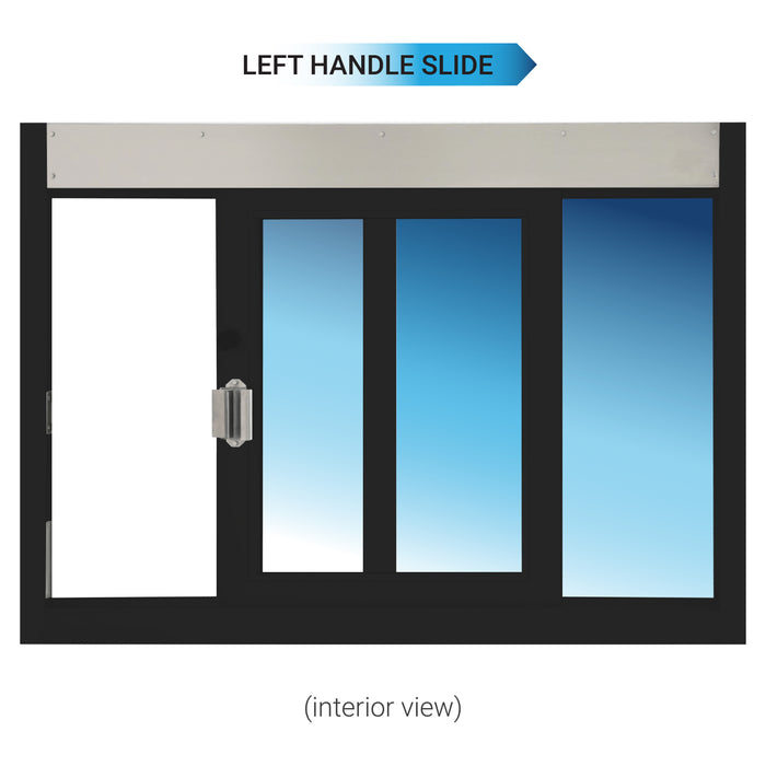 Quikserv left handle slide self-closing drive thru for service window, SC-4030, SC-3030, Covenant Security Equipment