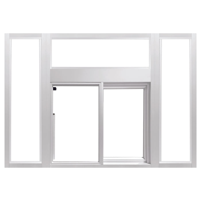 Ready Access 275 Self Closing Drive-Thru Slider Window with Transom and Side Lights, 1/4" Tempered Glass | Multiple Color Options