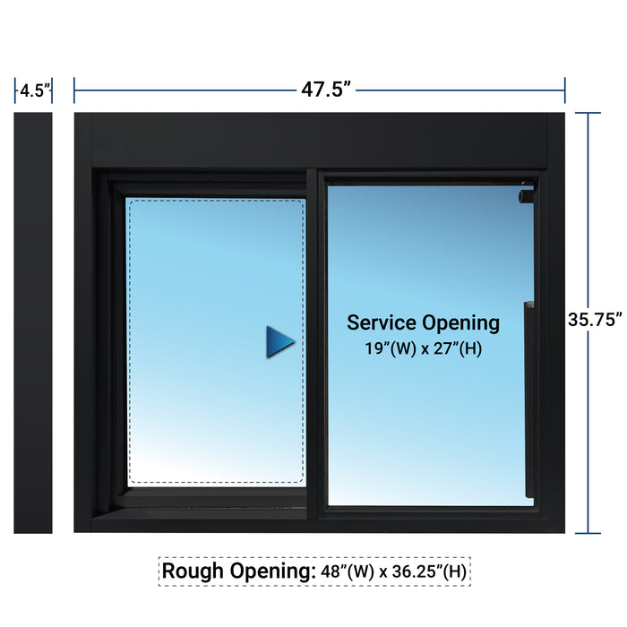 Ready Access 600 Single Panel Sliding Transaction Drive Thru Window 3/4" Insulated Glass Covenant Security Equipment 47.5" x 35.75"