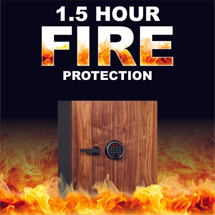 Phoenix 700 DBAUM, Luxury Fingerprint Walnut Door 1 Hour Protection Safe | 2.28 cubic feet