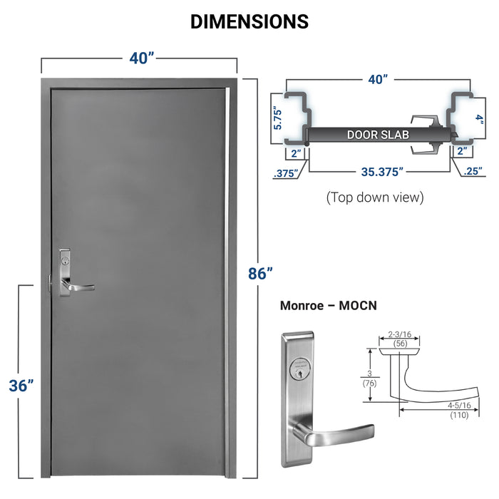 Standard Level 3 Bullet Resistant Metal Interior Door | Fast Shipping