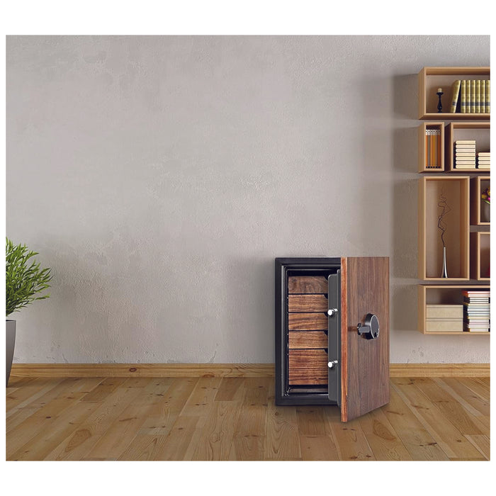 Phoenix 700 DBAUM, Luxury Fingerprint Walnut Door 1 Hour Protection Safe | 2.28 cubic feet