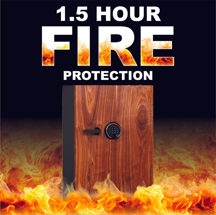 Phoenix 800 DBAUM, Luxury Fingerprint Walnut Door 1 Hour Protection Safe | 3 cubic feet