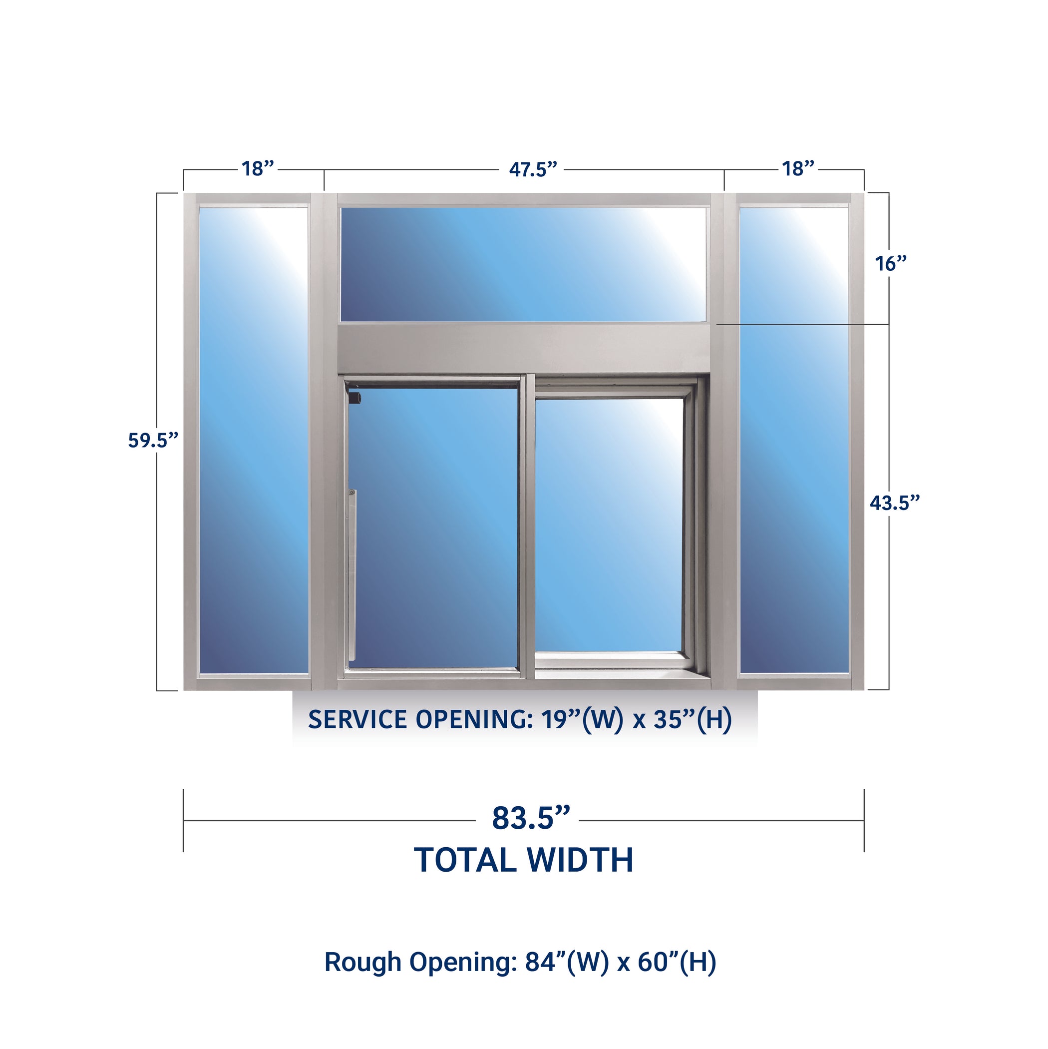 Ready Access 600 Self Closing Drive-Thru Slider Window with Transom an ...