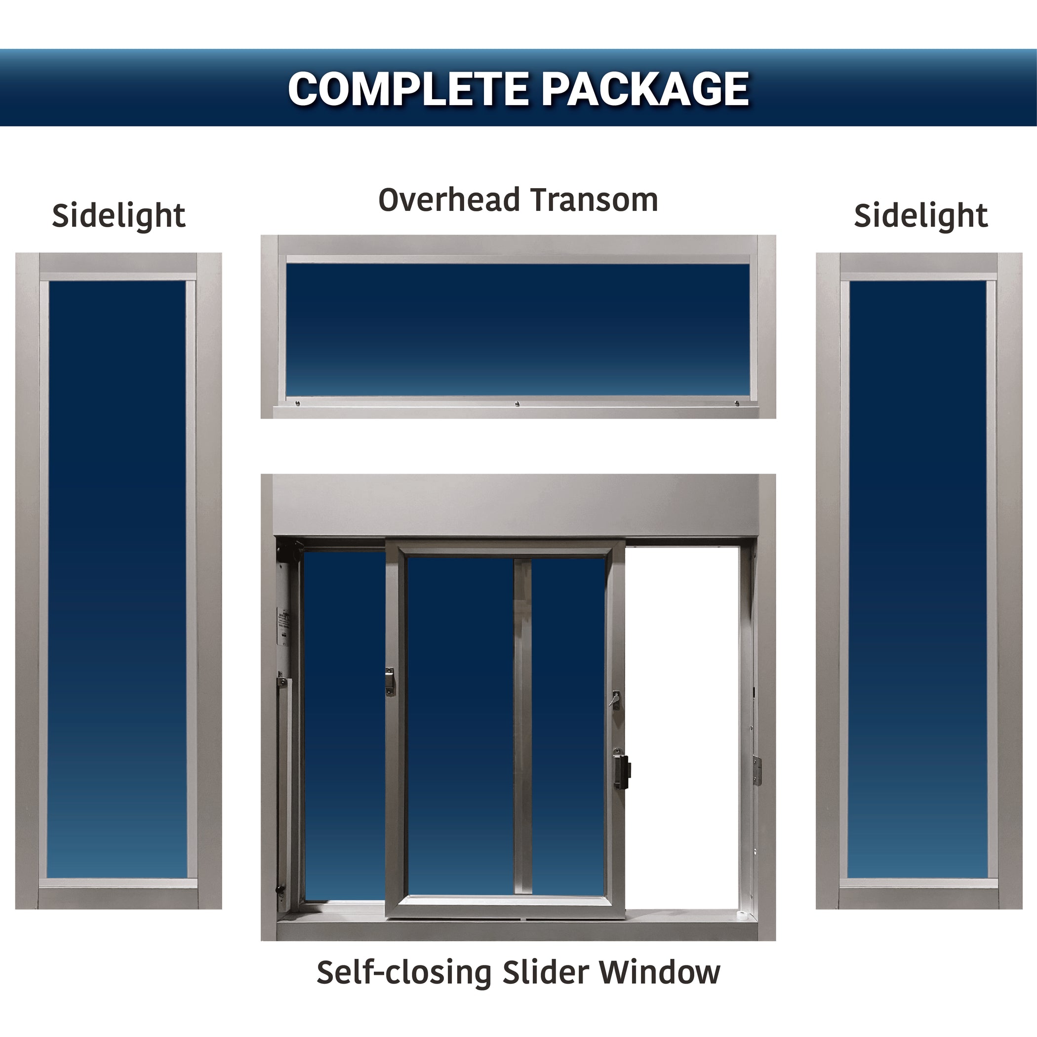Ready Access 600 Self Closing Drive-Thru Slider Window with Transom an ...