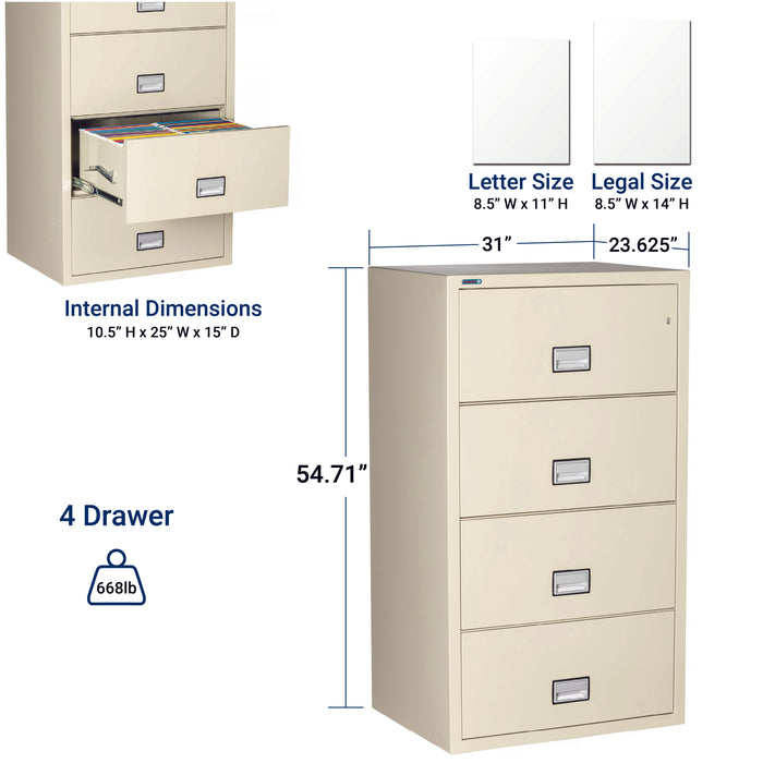 Phoenix Safe lateral file 4 drawer LAT4W31 dimensions Covenant Security Equipment