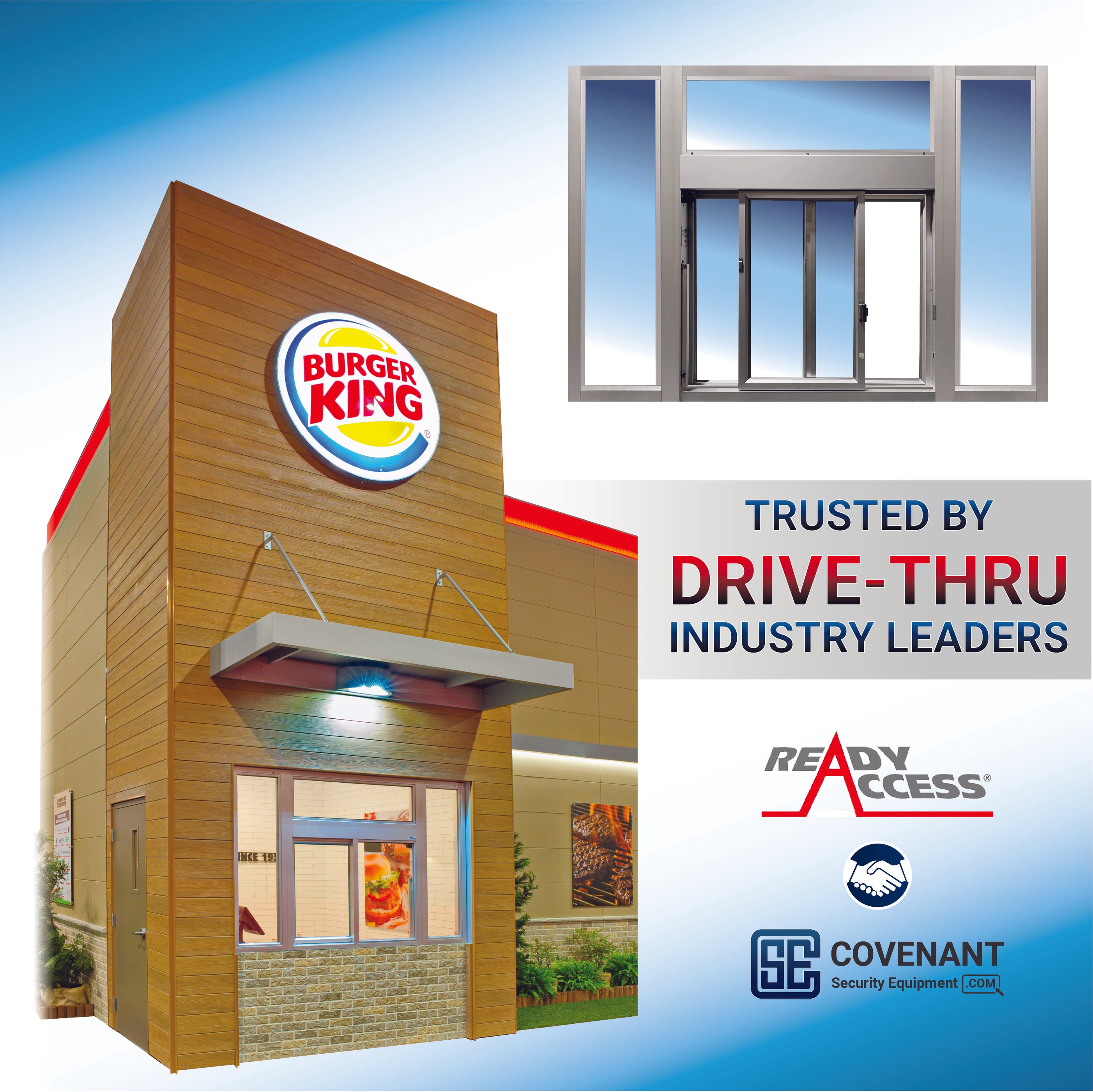Ready Access 275 Self Closing Drive-Thru Slider Window with Transom an ...