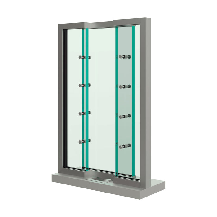 Bullet Resistant Aluminum Vertical Offset Transaction Window (Frameless Series)