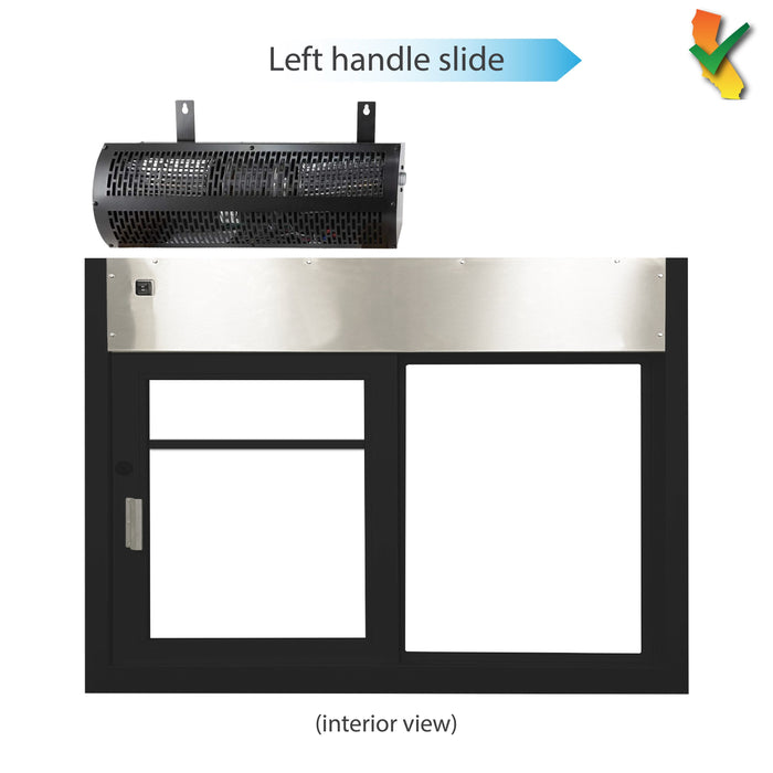 California SS-4035E 432 sq in, dark bronze, left hand, with Quikserv air curtain (interior view)