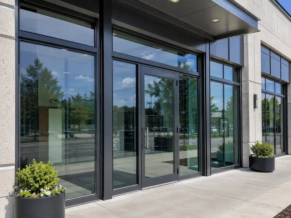 Bullet resistant glass storefront entrance