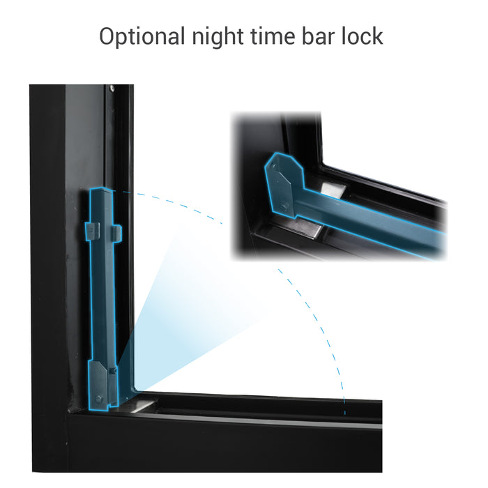 Drive-thru slider window night time bar lock