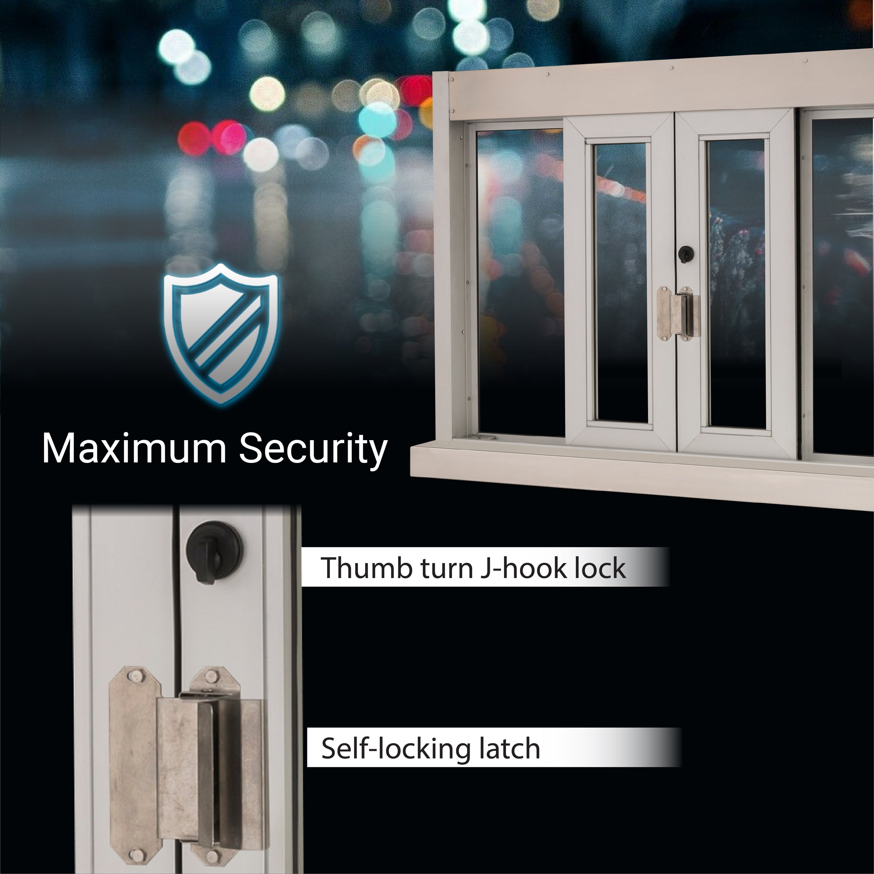 Quikserv Bi-parting Self Closing Drive Thru Window With Shelf | 42