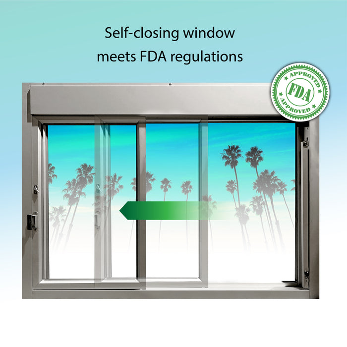 Ready Access 275 Self Closing Drive-Thru Slider Window for California Retail Food Code | 47.5" W x 35.75" H