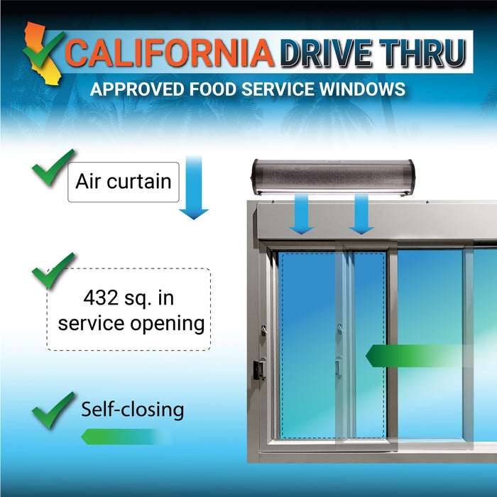 Ready Access 275 Self Closing Drive-Thru Slider Window for California Retail Food Code | 47.5" W x 35.75" H