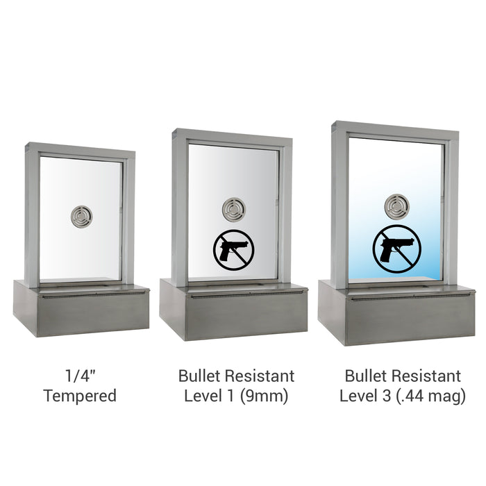 STOCK | CSE-QS-TS-PD | Ticket Window With Pizza Drawer Transaction Station | Clear Anodized 1/4" Tempered