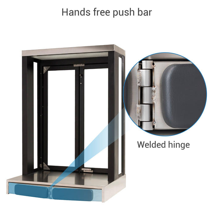 Panoramic Push Bar Bi-Fold Drive Thru Transaction Window hands free push bar