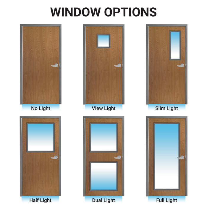 Bullet Resistant Interior Wood Door with Multiple Window Options