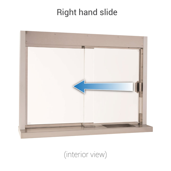 Interior self closing transaction right hand slide window view