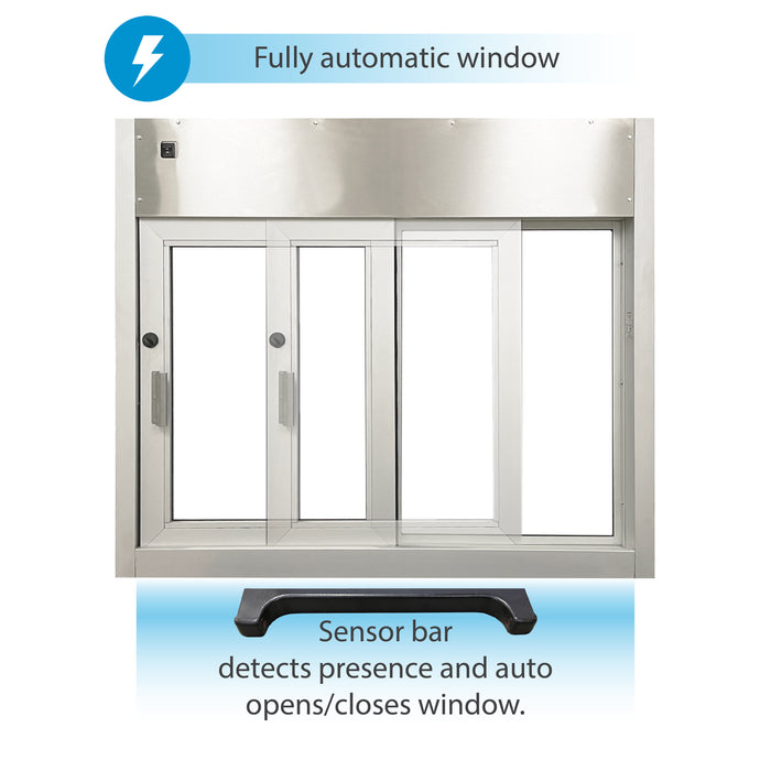 Quikserv 9613-BL, 9614-BR, 9615-CL, 9616-CR automatic electric drive thru slider window Covenant Security Equipment