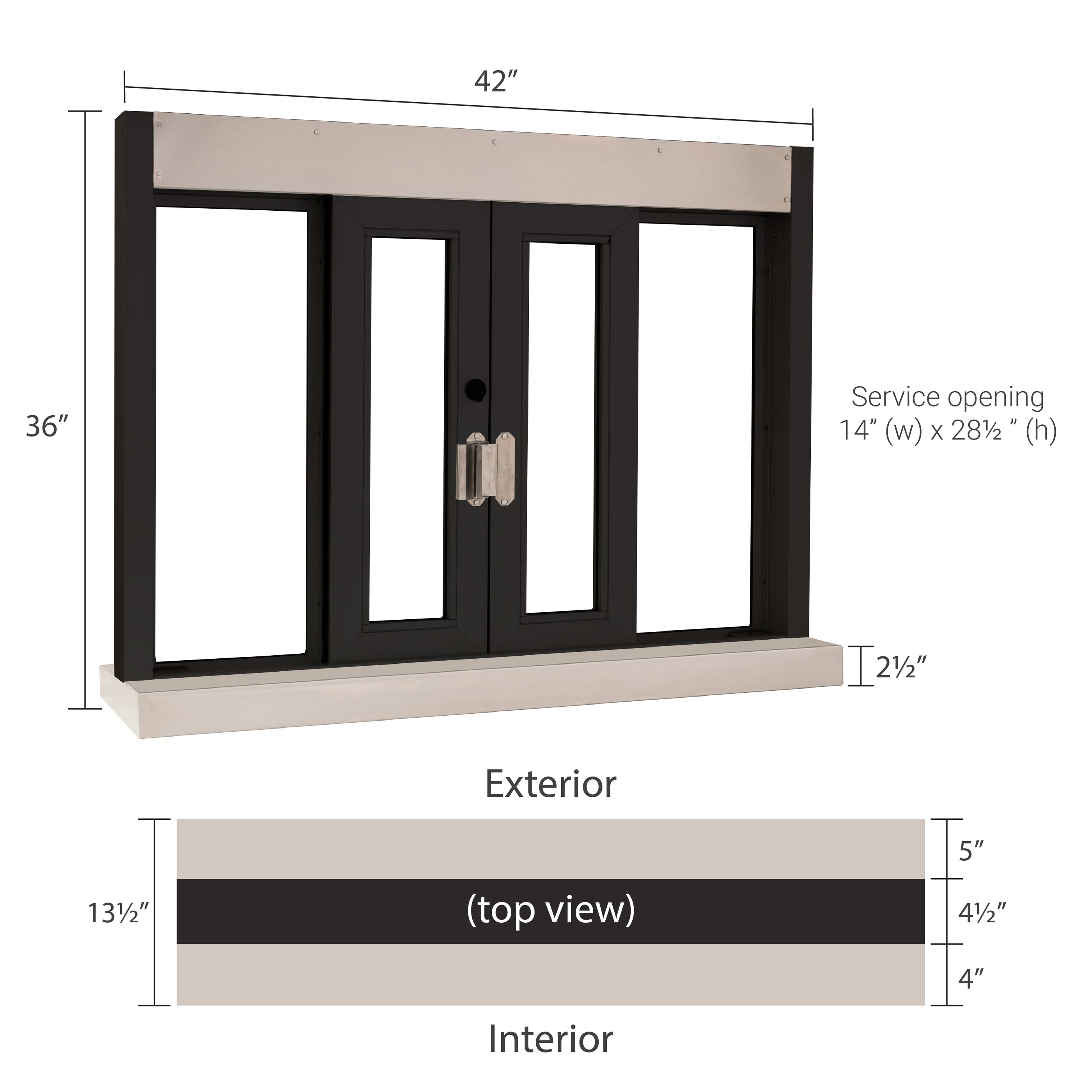 Quikserv Bi-parting Self Closing Drive Thru Window With Shelf | 42