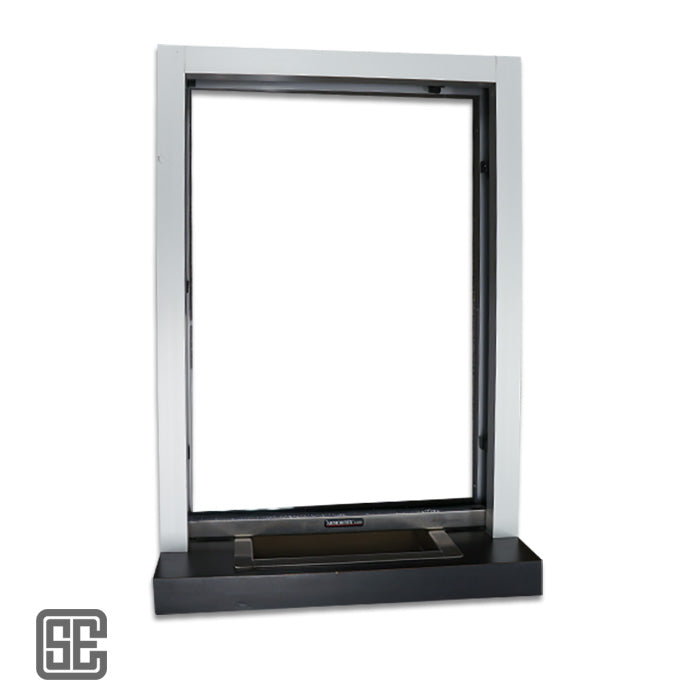T3 Style 24x36 Bullet Resistant Ticket Window w/ Natural Voice Frame and Laminate Base